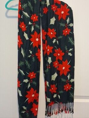 Xmas Scarf Poinsettia Festive Holiday Classy